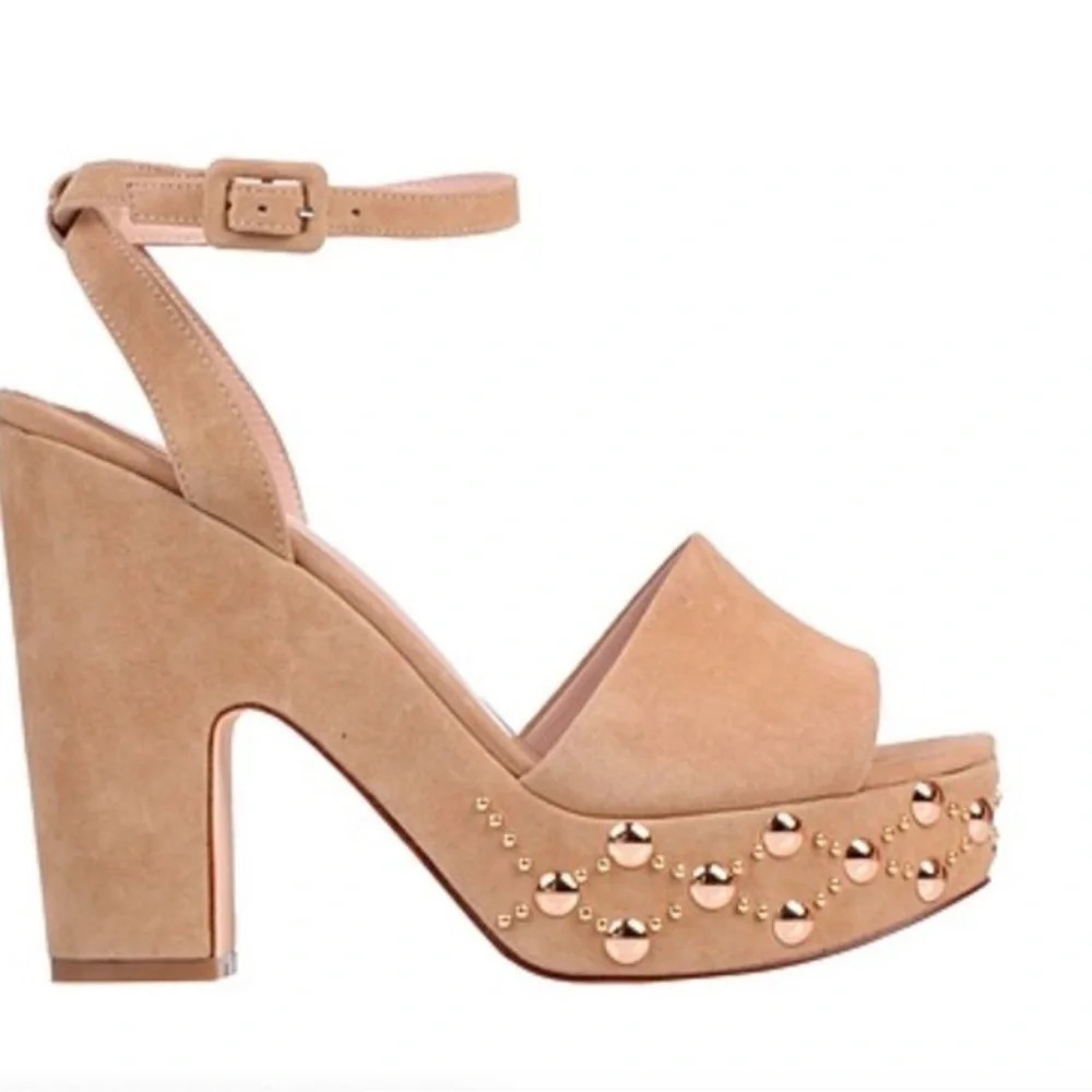 ITALIAN Julie Dee Platform Heels Beige Suede Women's Sz EU 39 US 9 NWB